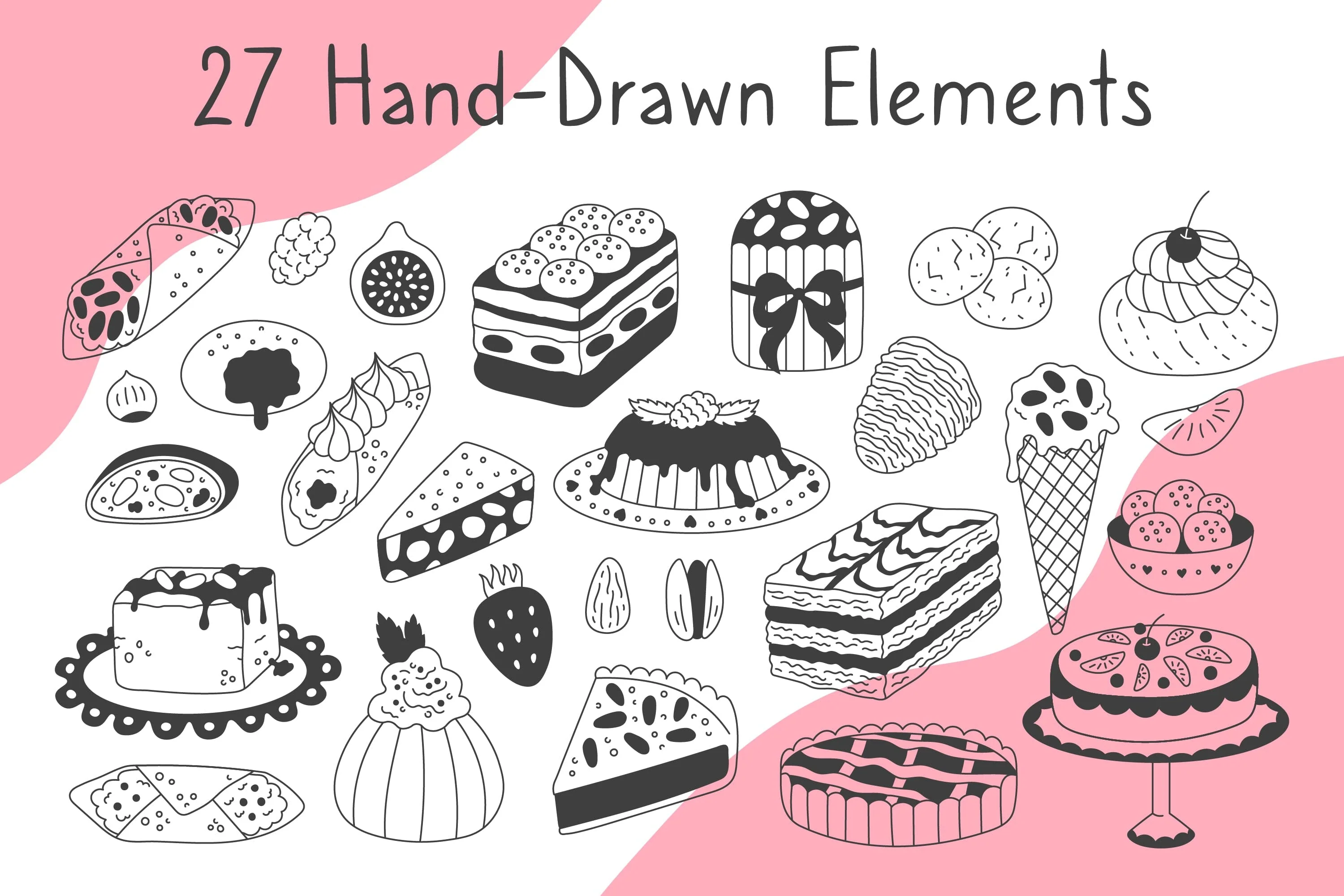 Italian Desserts Doodle PNG Clipart - Image 2