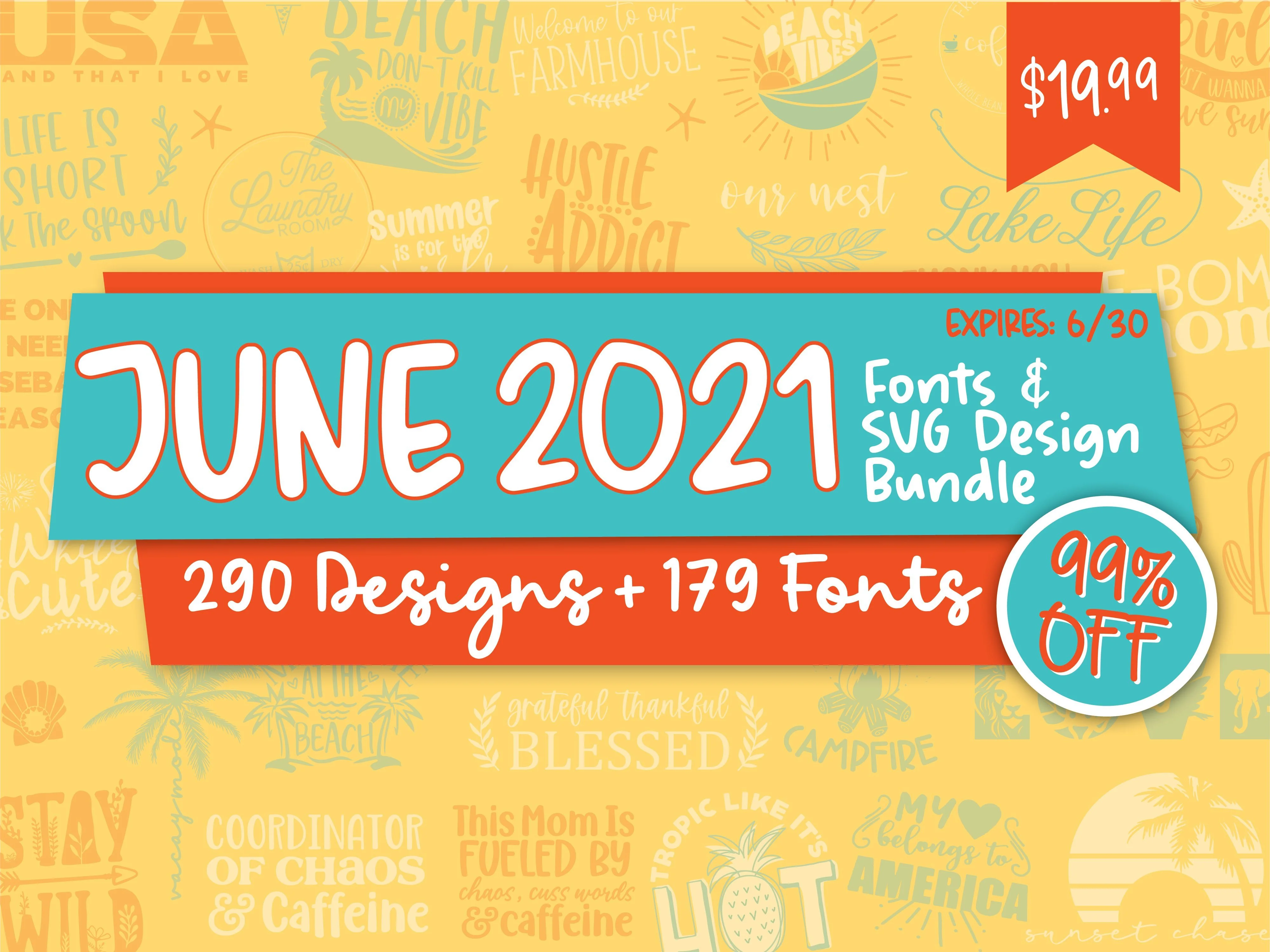 June 2021 Fonts and SVG Design Bundle