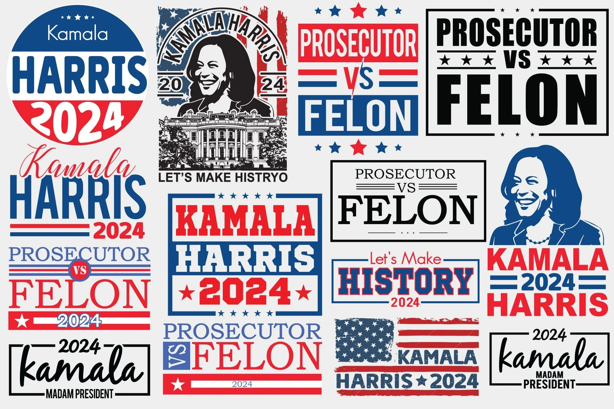 Kamala Harris 2024 SVG Bundle vol2, Kamala Harris bundle, Kamala Harris 2024 svg, Prosecutor vs felon, Madam President, Make the History, Harris for the people svg - Image 2