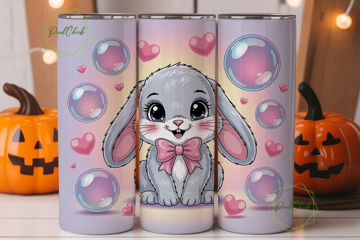 Kawaii Bunny 20oz Tumbler Wrap - Image 2