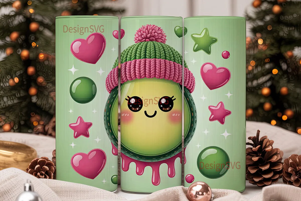 Kawaii Christmas Avocado 20oz Tumbler - Image 2