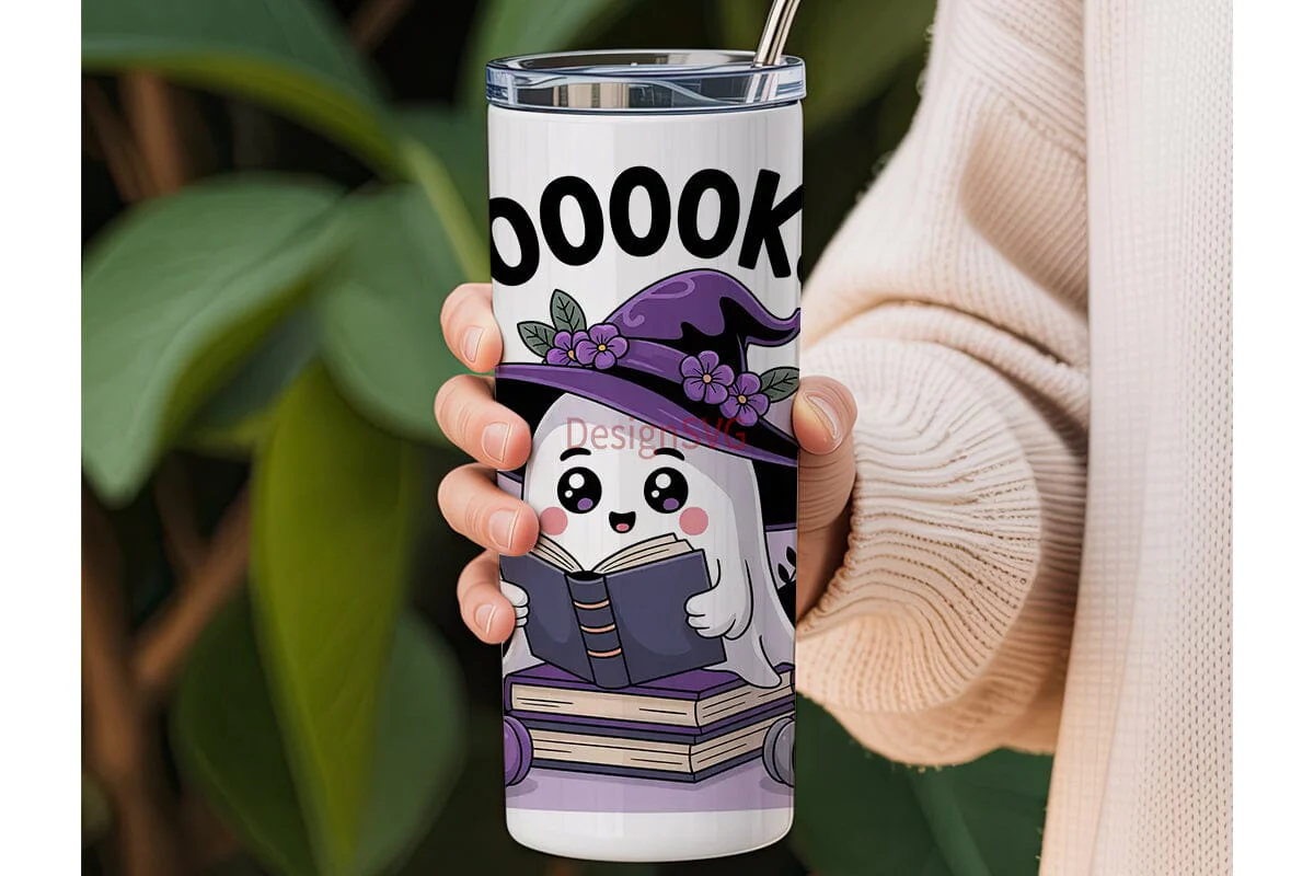 Kawaii Ghost Halloween 20oz Tumbler Wrap - Image 3