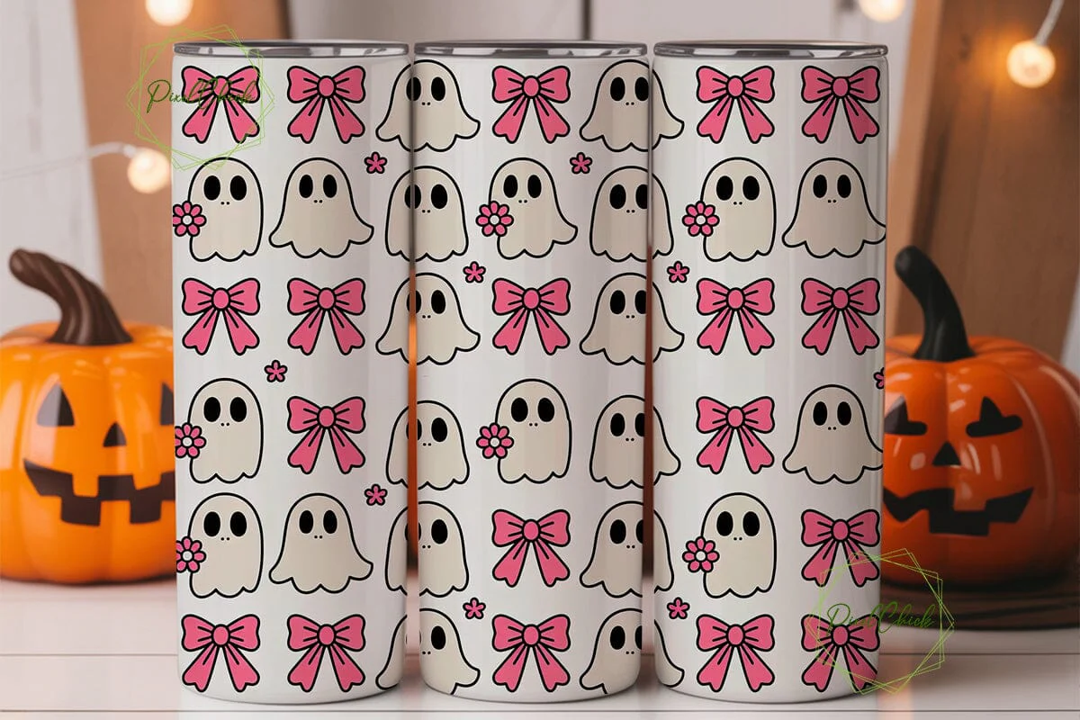 Kawaii Ghost Halloween Tumbler Wrap - Image 3