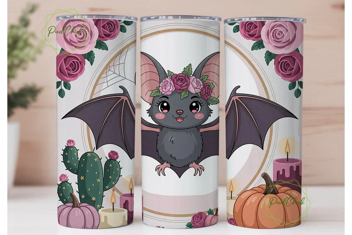 Kawaii Halloween Bat 20oz Tumbler Wrap - Image 2