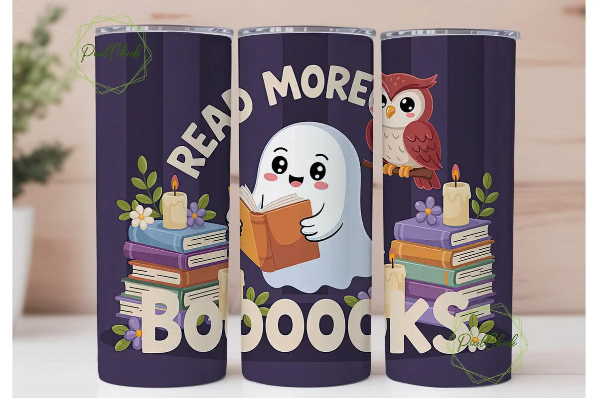 Kawaii Halloween Books Tumbler Wrap - Image 2