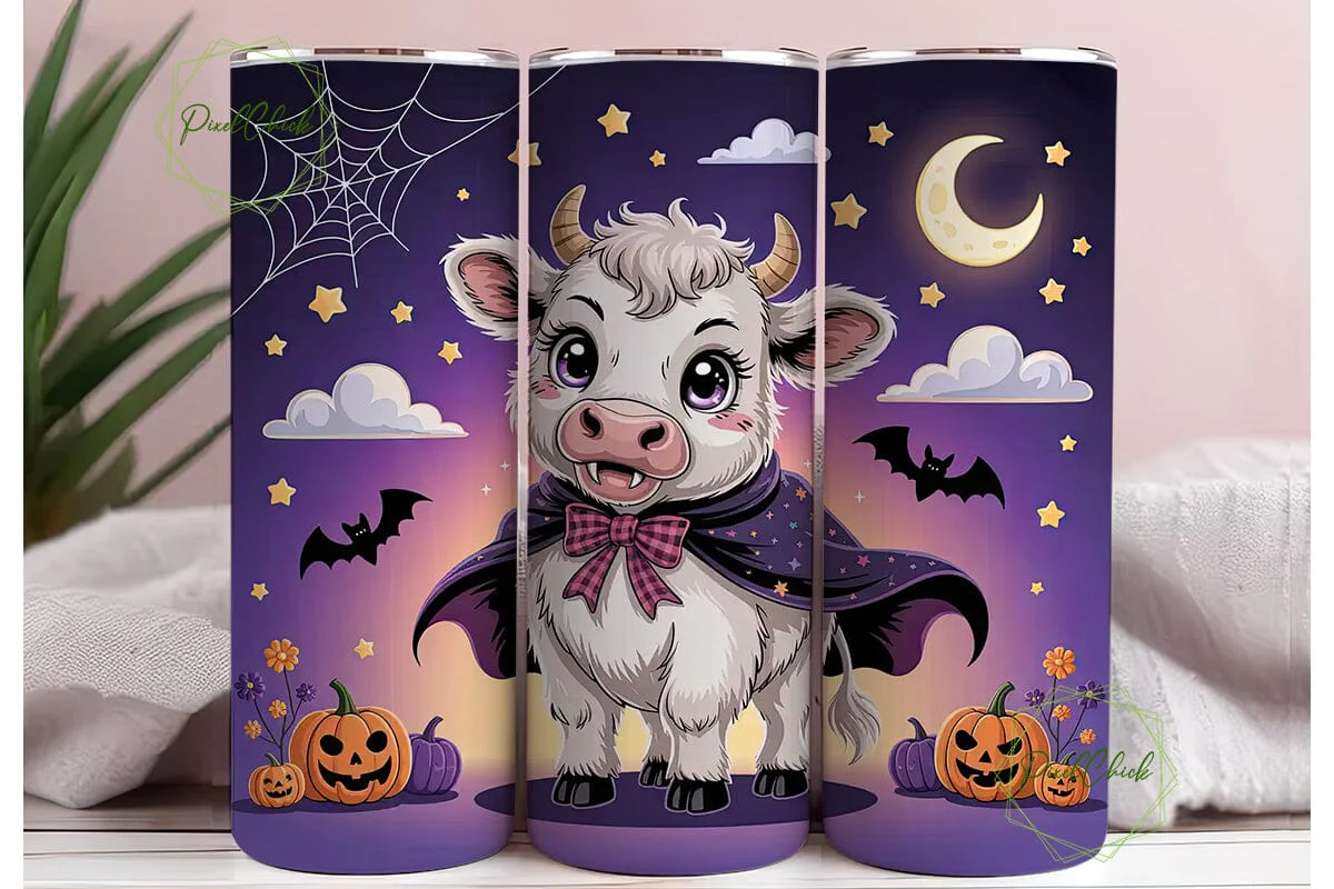 Kawaii Halloween Cow 20oz Tumbler Wrap