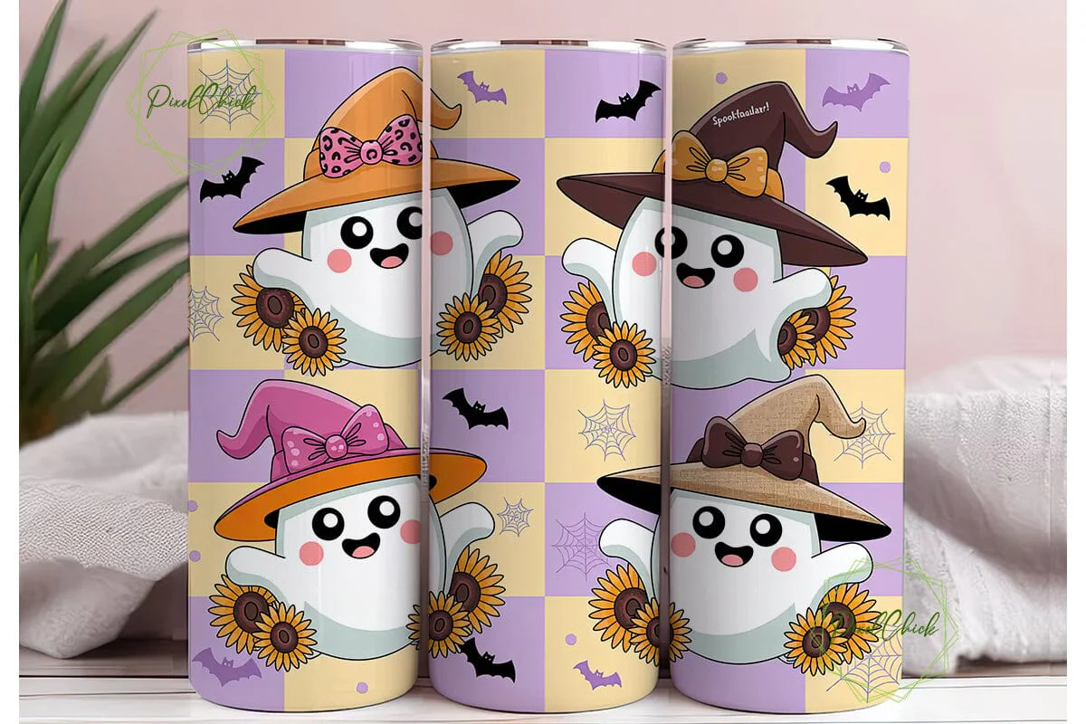 Kawaii Halloween Ghost 20oz Tumbler Wrap - Image 3