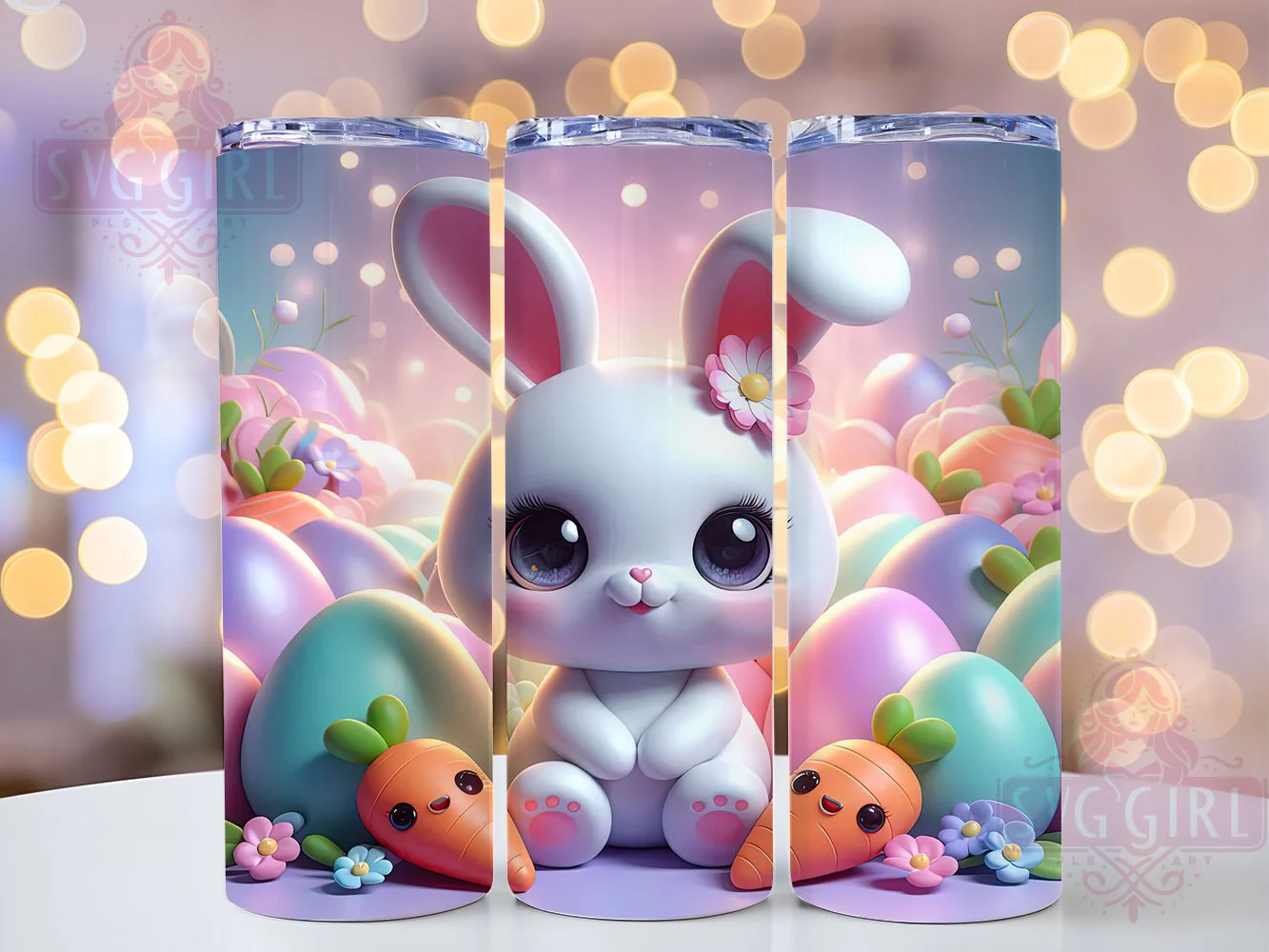 Kawaii Pastel Bunny Eggs Tumbler, Bunny Eggs Tumbler, Cute Bunny Wrap, Pastel Bunny Wrap, Spring Bunny Wrap, Sublimation Design, Trendy Gift Idea