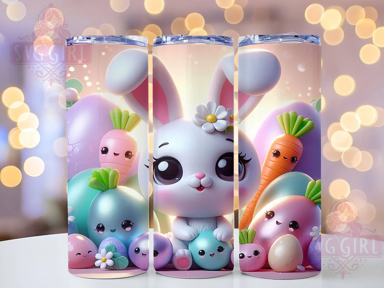Kawaii Pastel Bunny Eggs Tumbler, Bunny Eggs Tumbler, Cute Bunny Wrap, Pastel Bunny Wrap, Spring Bunny Wrap, Sublimation Design, Trendy Gift Idea