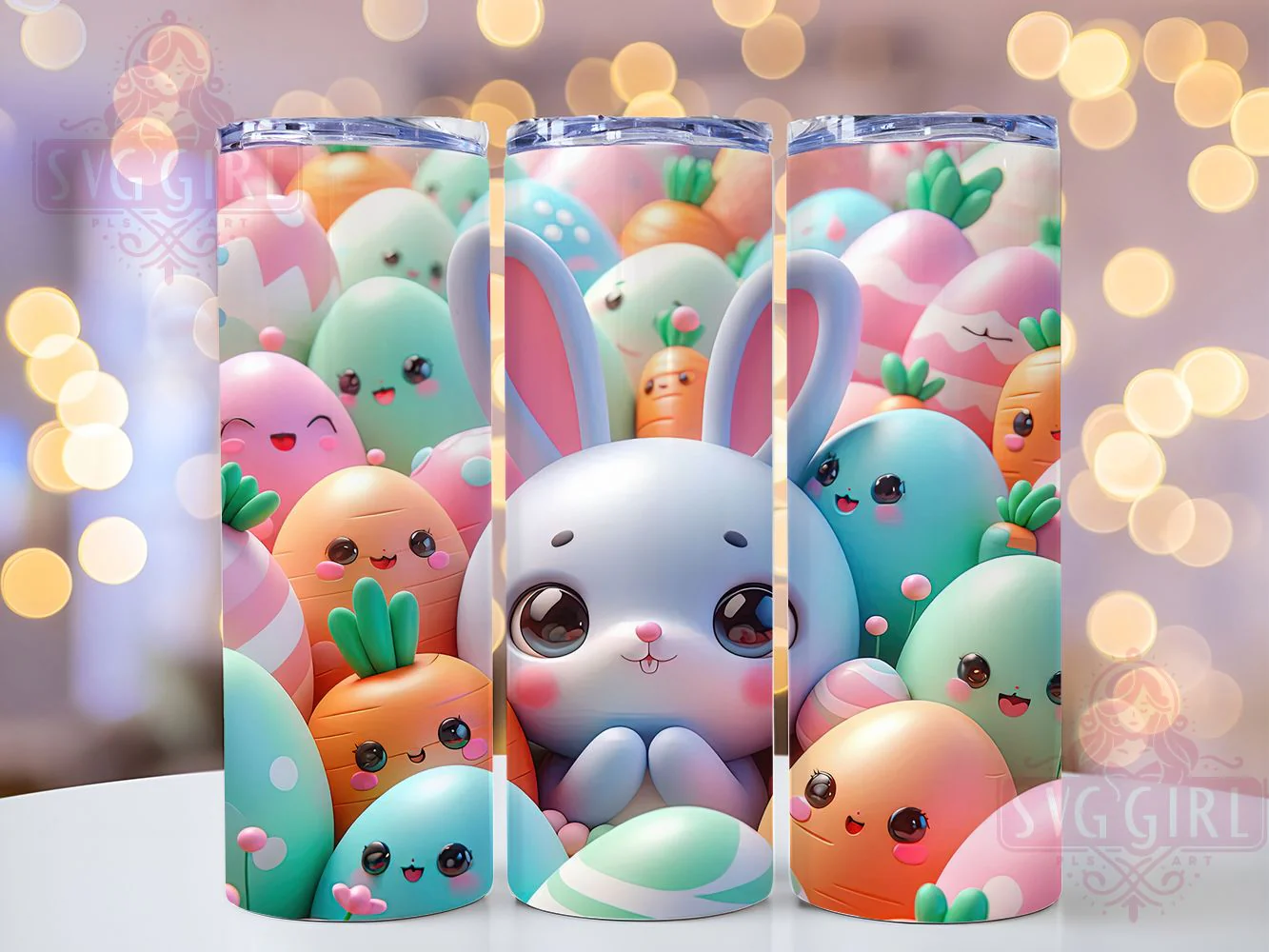 Kawaii Pastel Bunny Eggs Tumbler, Bunny Eggs Tumbler, Cute Bunny Wrap, Pastel Bunny Wrap, Spring Bunny Wrap, Sublimation Design, Trendy Gift Idea
