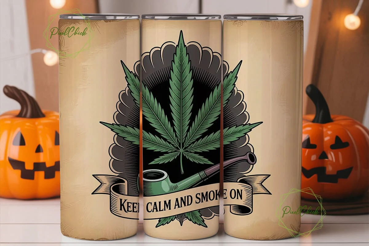 Keep Calm and Smoke On 20oz Tumbler Wrap - Image 2