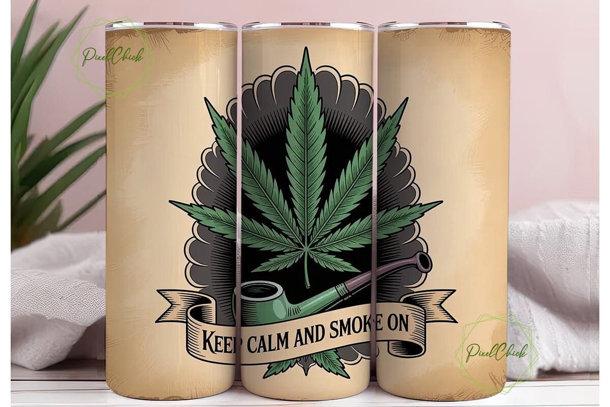 Keep Calm and Smoke On 20oz Tumbler Wrap - Image 3