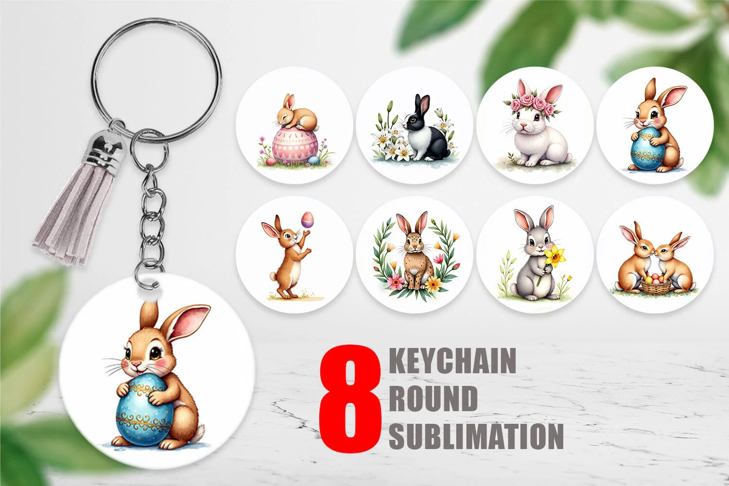 Keychain Floral Easter Bunny