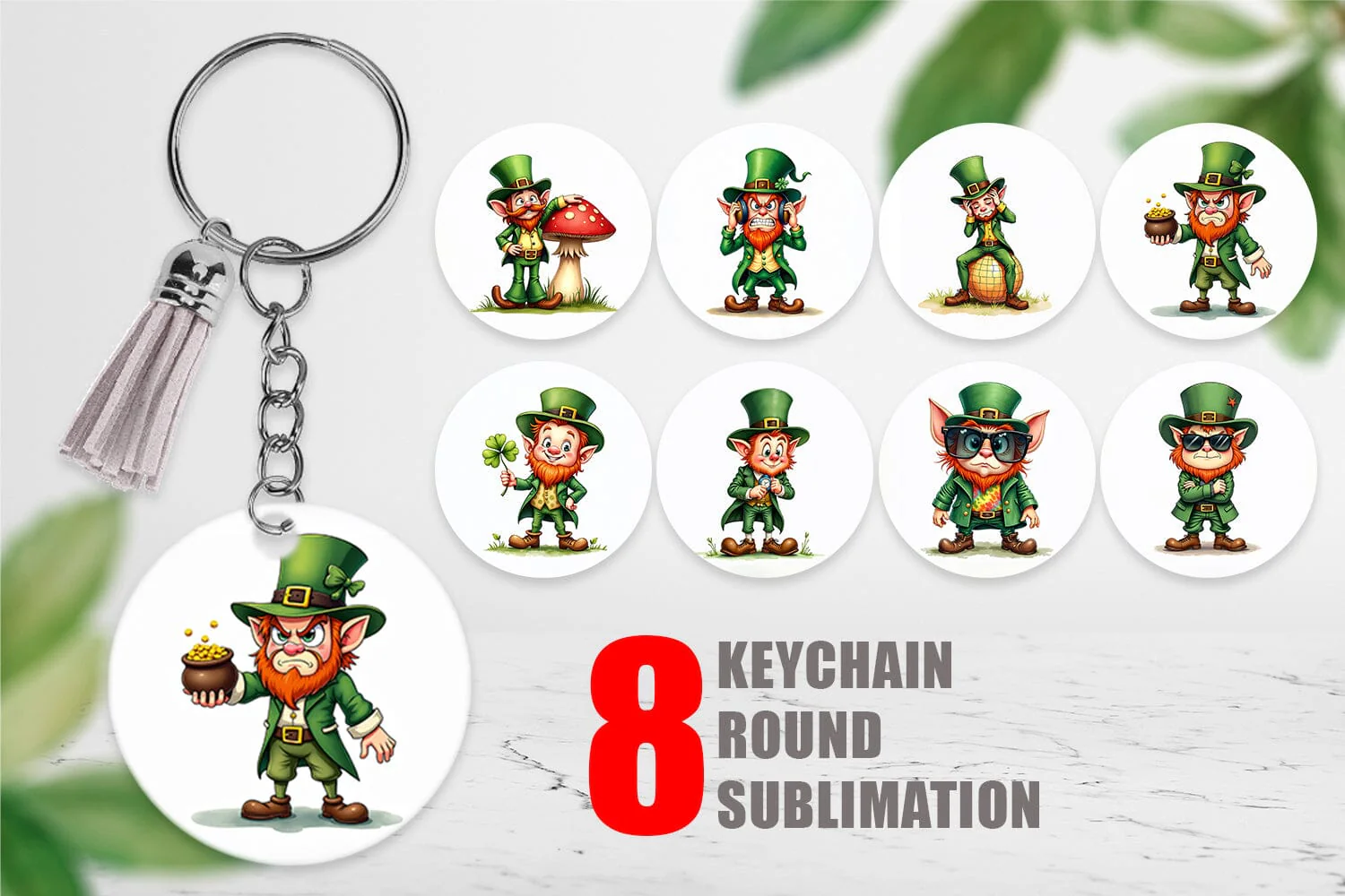 Keychain Grumpy Retro Leprechaun