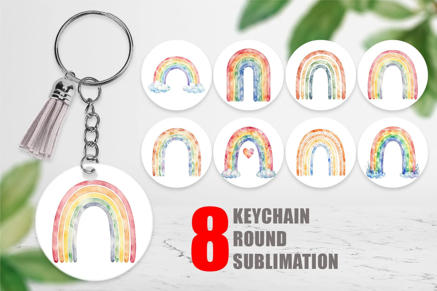 Keychain Minimalist Boho Rainbow