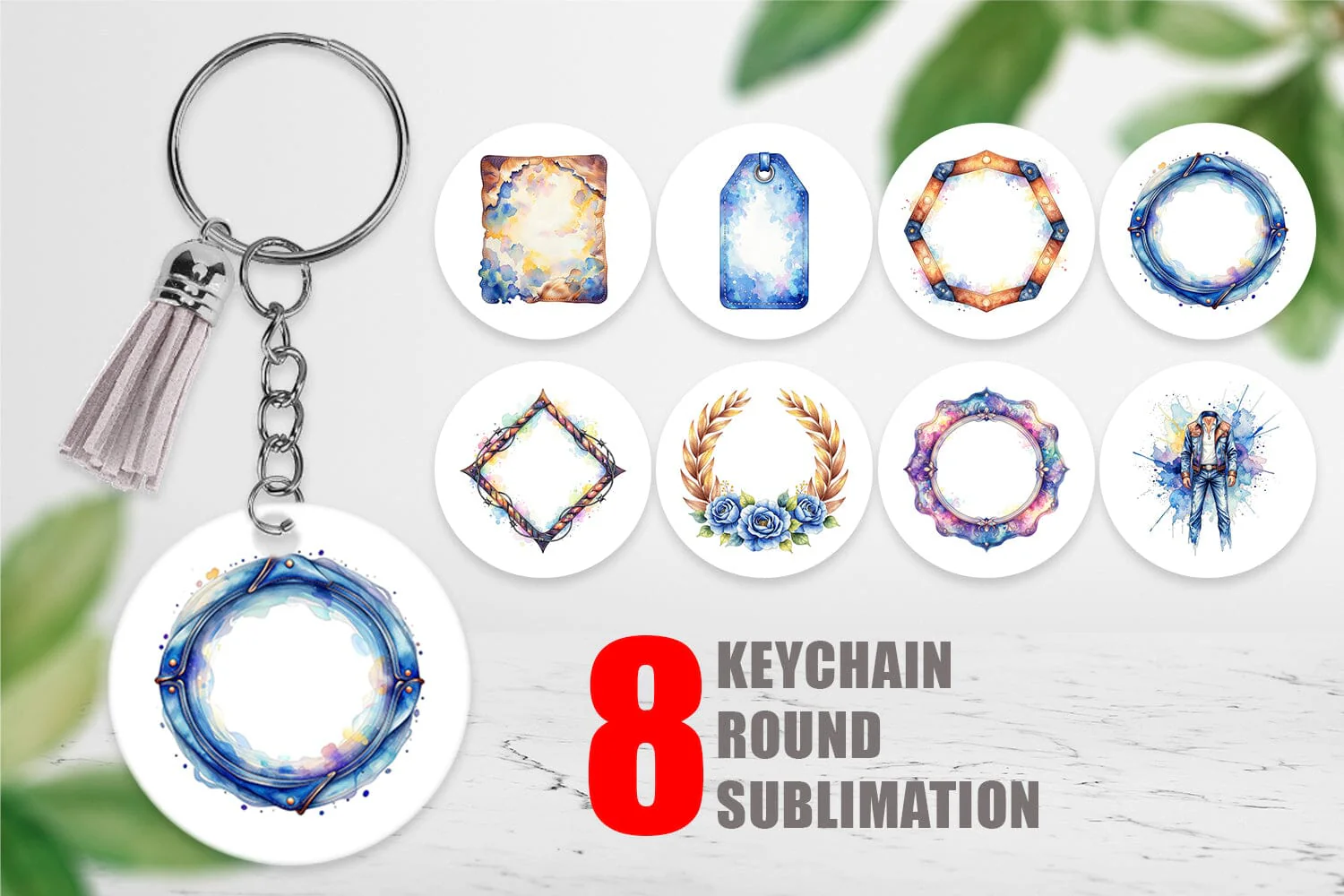 Keychain Watercolor Western Frame