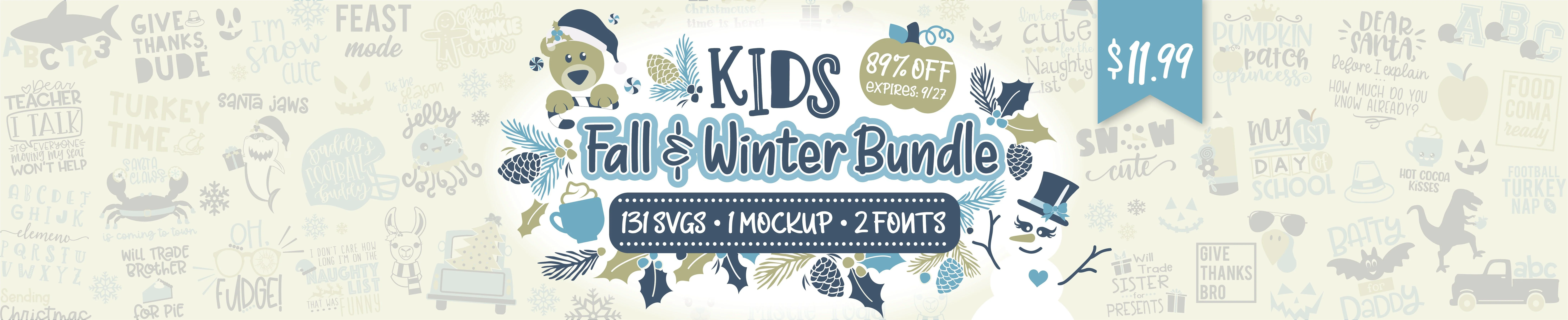 Kids Fall and Winter SVG and Font Bundle - Image 2