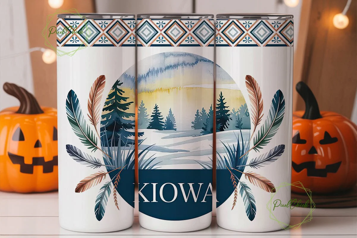 Kiowa Winter Scene 20oz Tumbler Wrap - Image 2