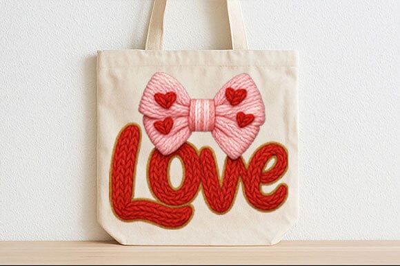 Knitted Love Bow Valentine PNG - Image 5