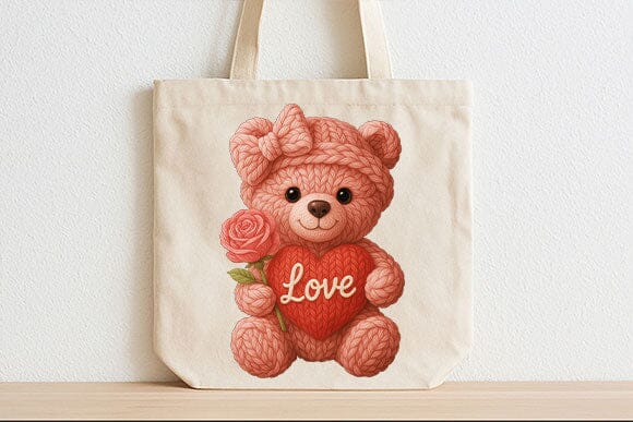 Knitted Love Teddy Bear PNG | Cute Valentine Sublimation Design - Image 5