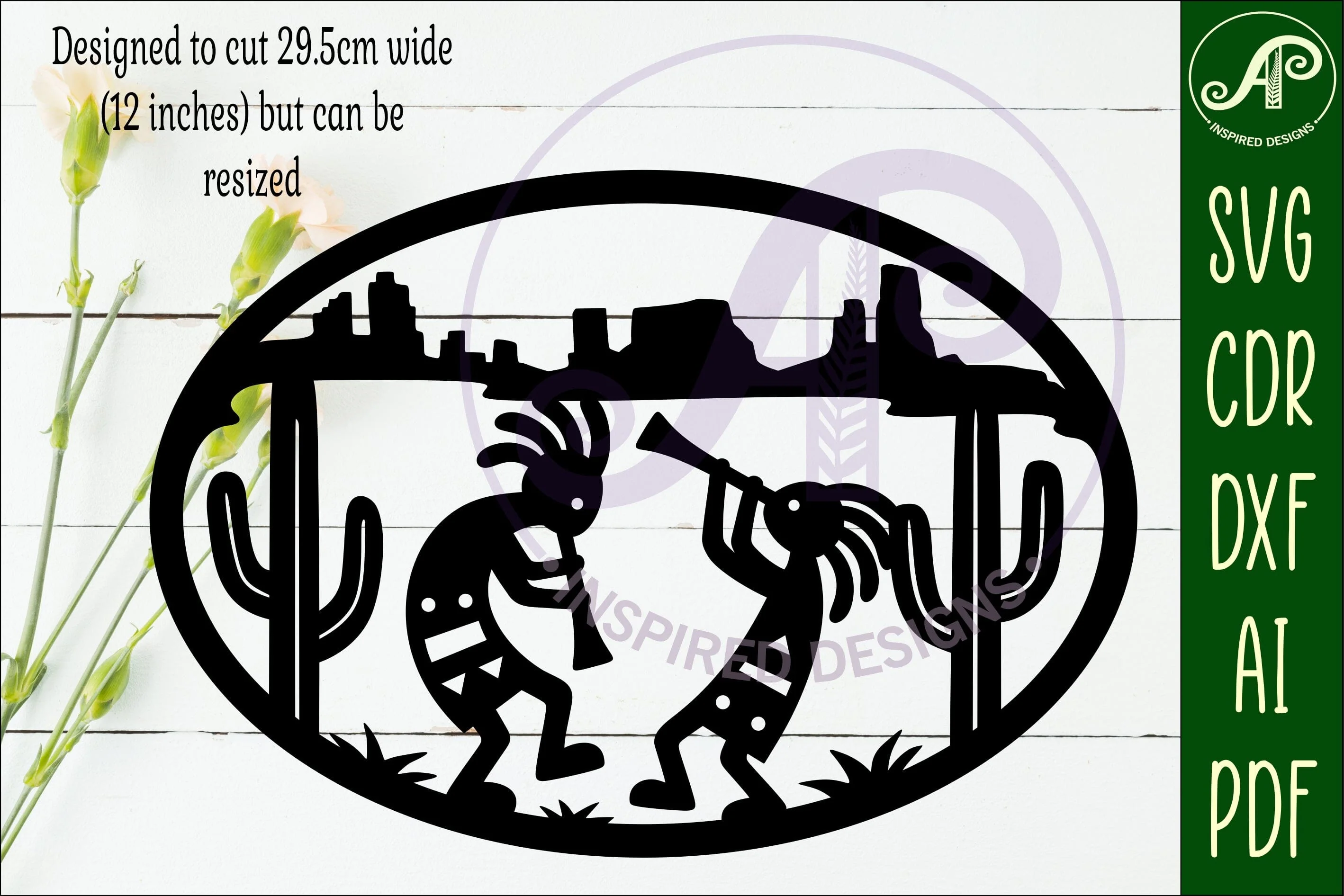 Kokopelli Southwest Wall Art SVG, Western Desert Oval Sign - Image 2