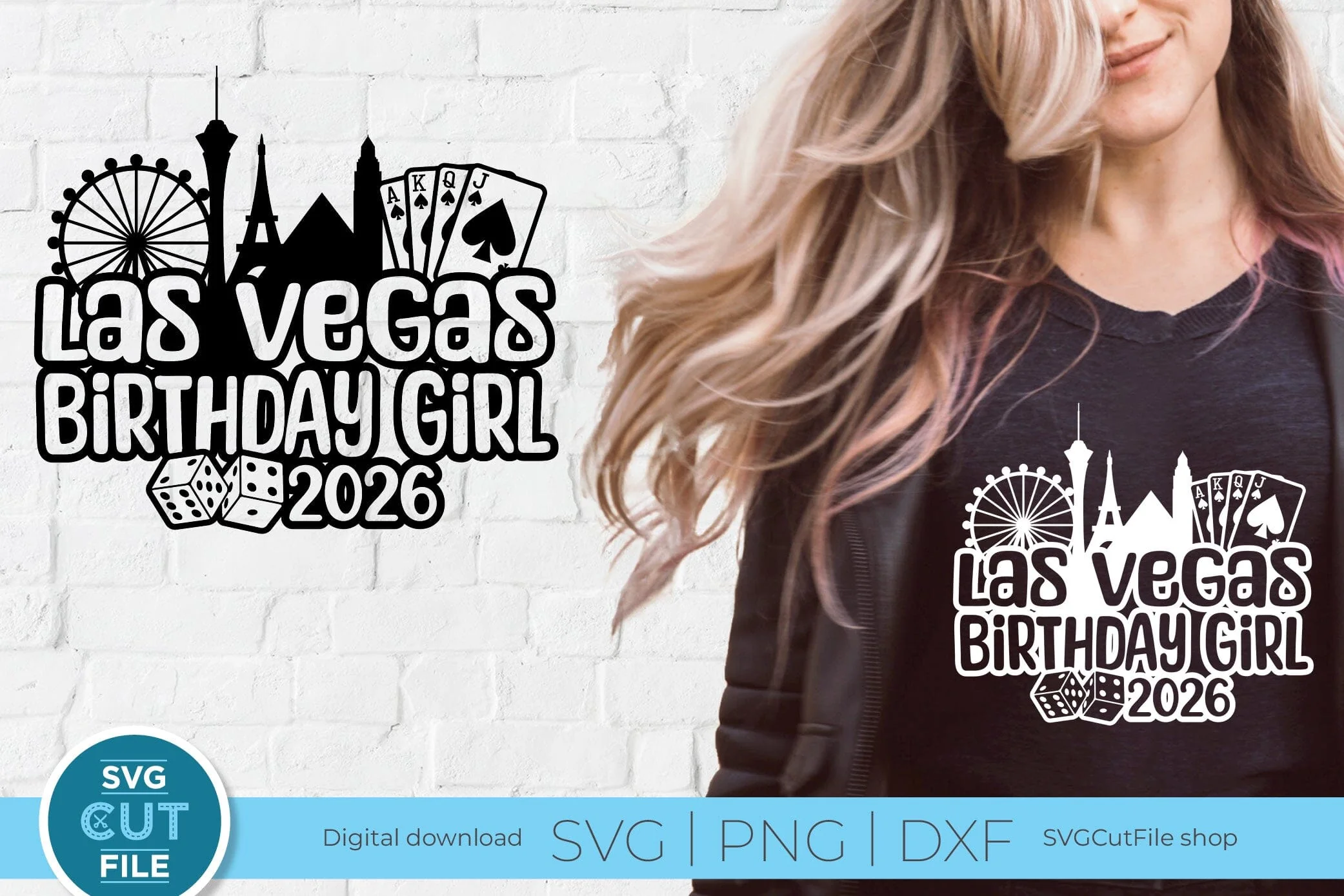 Las Vegas Birthday Girl svg with 2026 for a Birthday Weekend Vacation for Your Crew or Squad