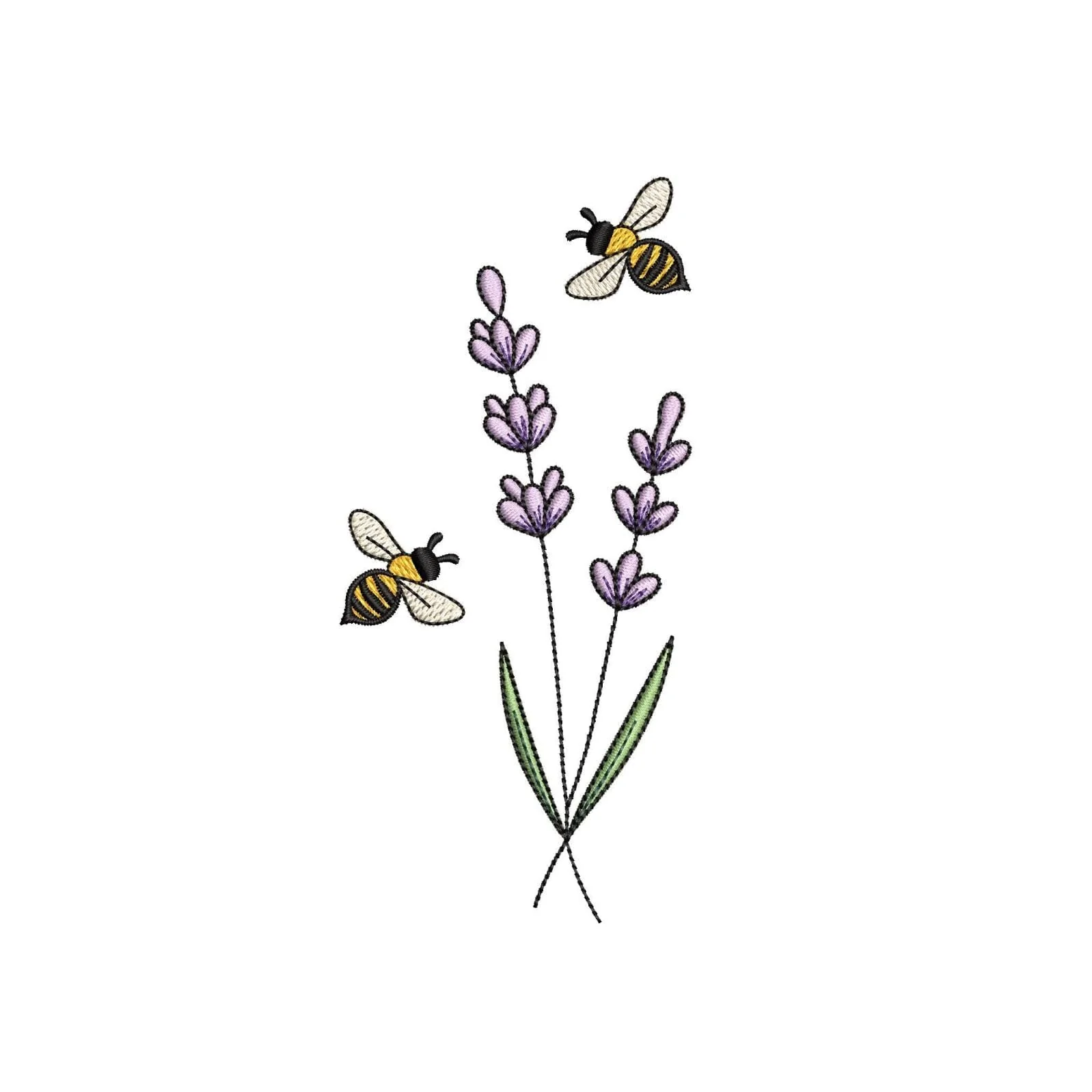 Lavender and Bees Machine Embroidery Design, 5 sizes, Instant Download