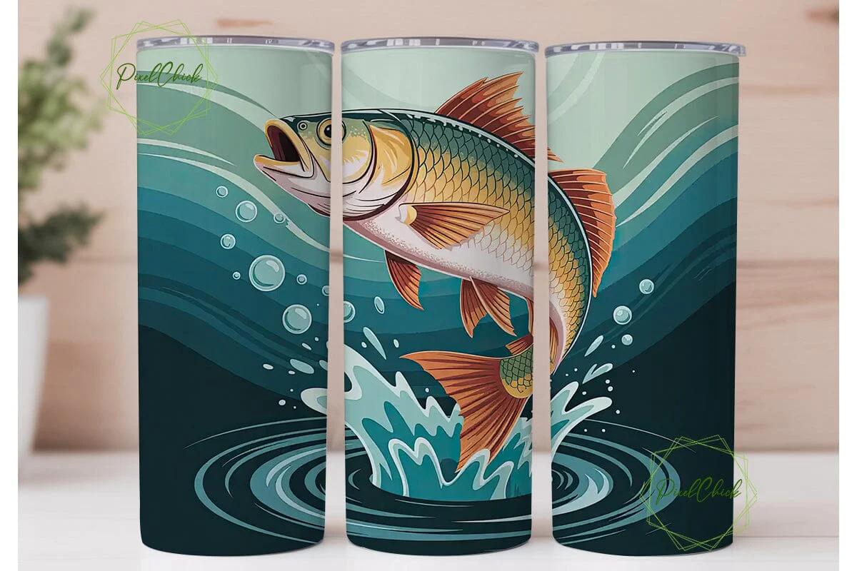 Leaping Fish 20oz Tumbler Design