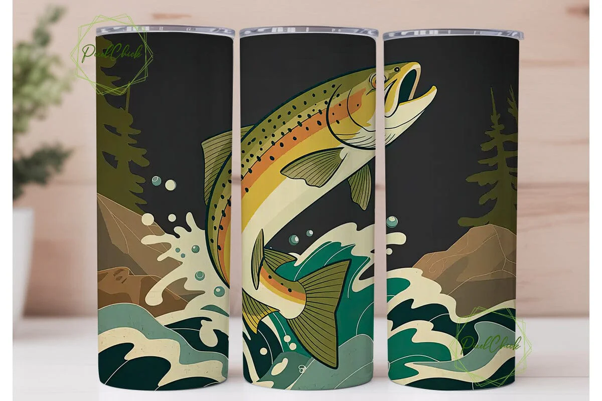 Leaping Trout 20oz Tumbler Wrap - Image 2
