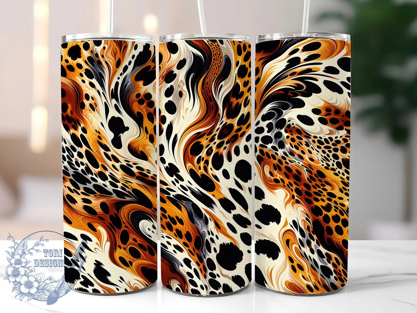 Leopard Cow Print Tumbler, Cow Print, Seamless Pattern, Animal Style, Bold Design, 20Oz Tumbler, Sublimation Wrap