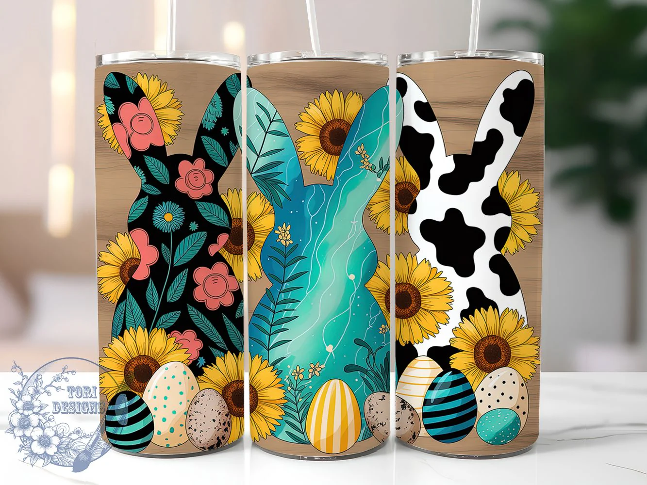 Leopard Cowhide Easter Bunny Tumbler, Easter Bunny Tumbler, Animal Print Bunny Wrap, Stylish 20oz Wrap, Sublimation Design, Trendy Gift Idea, Inspirational Easter Tumbler
