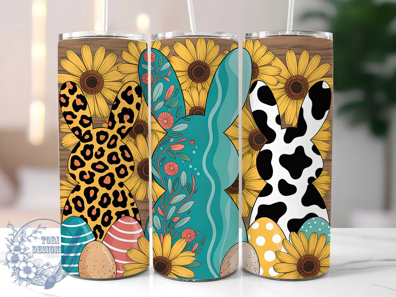 Leopard Cowhide Easter Bunny Tumbler, Easter Bunny Tumbler, Animal Print Bunny Wrap, Stylish 20oz Wrap, Sublimation Design, Trendy Gift Idea, Inspirational Easter Tumbler