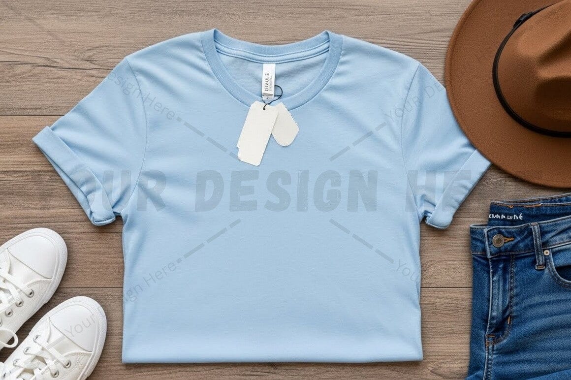 Light blue t-shirt mockup design