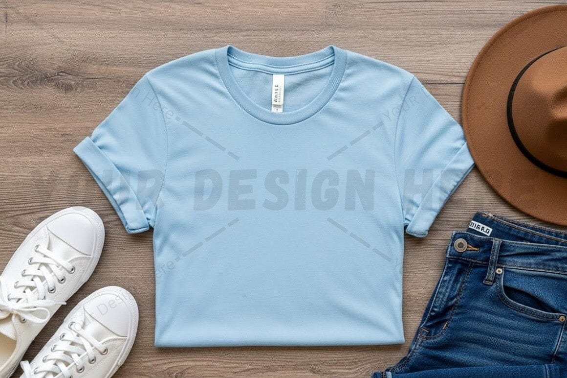Light blue t-shirt mockup design