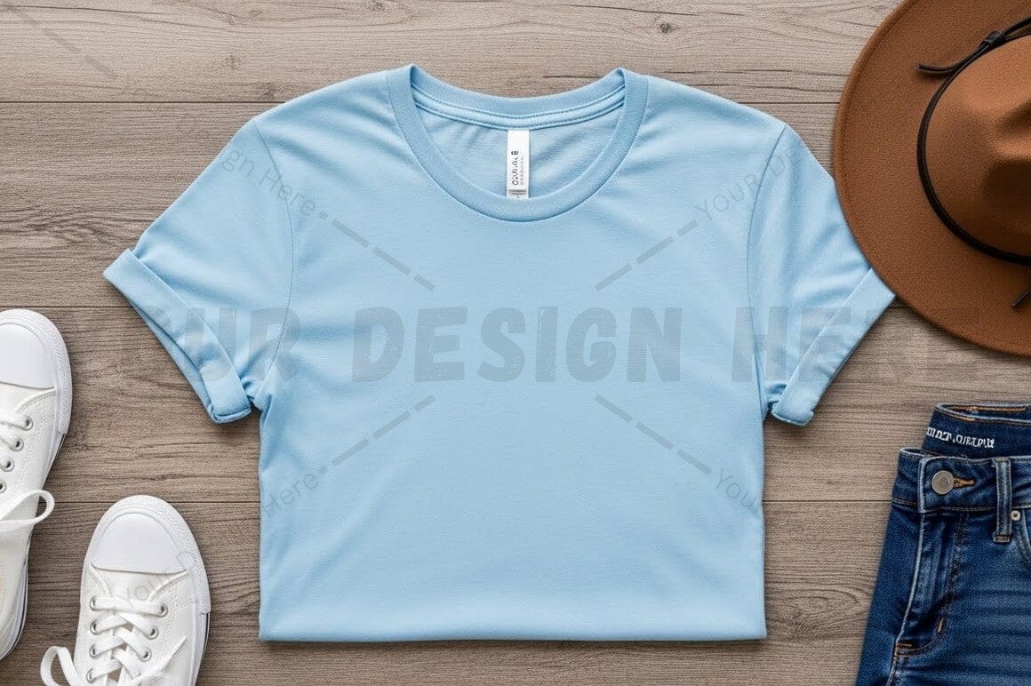 Light blue t-shirt mockup design