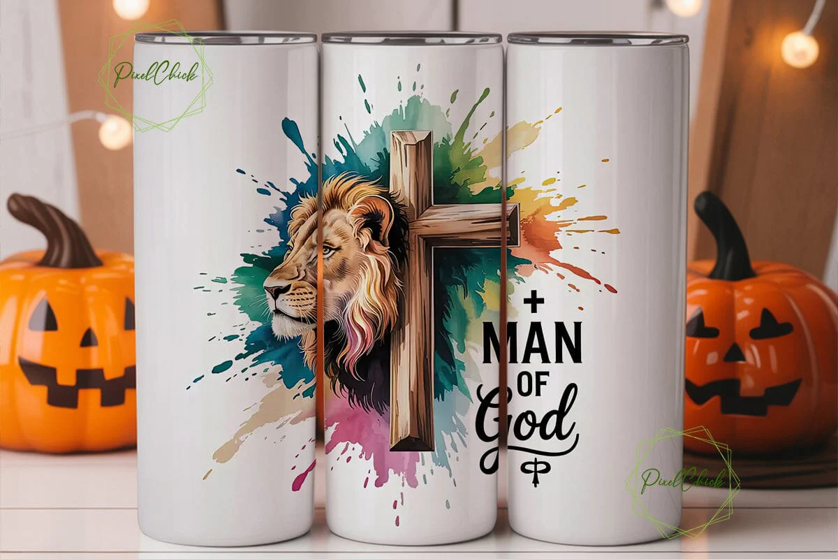 Lion and Cross 20oz Tumbler Wrap - Image 2