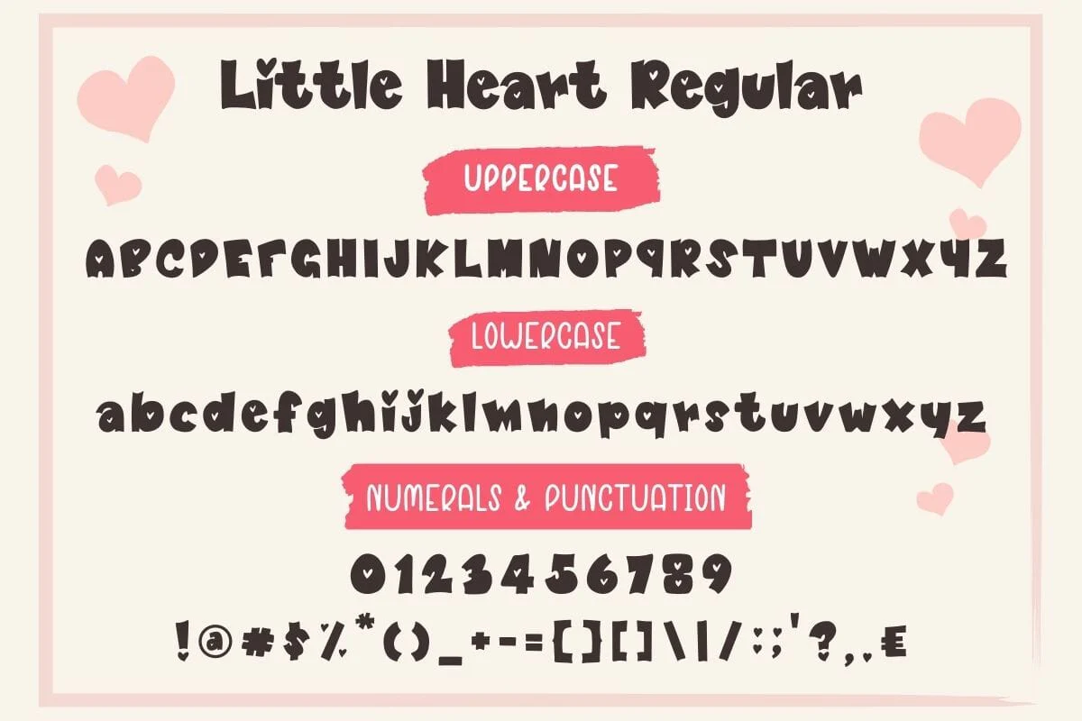 Little Heart – Cute Valentine Display Font - Image 7