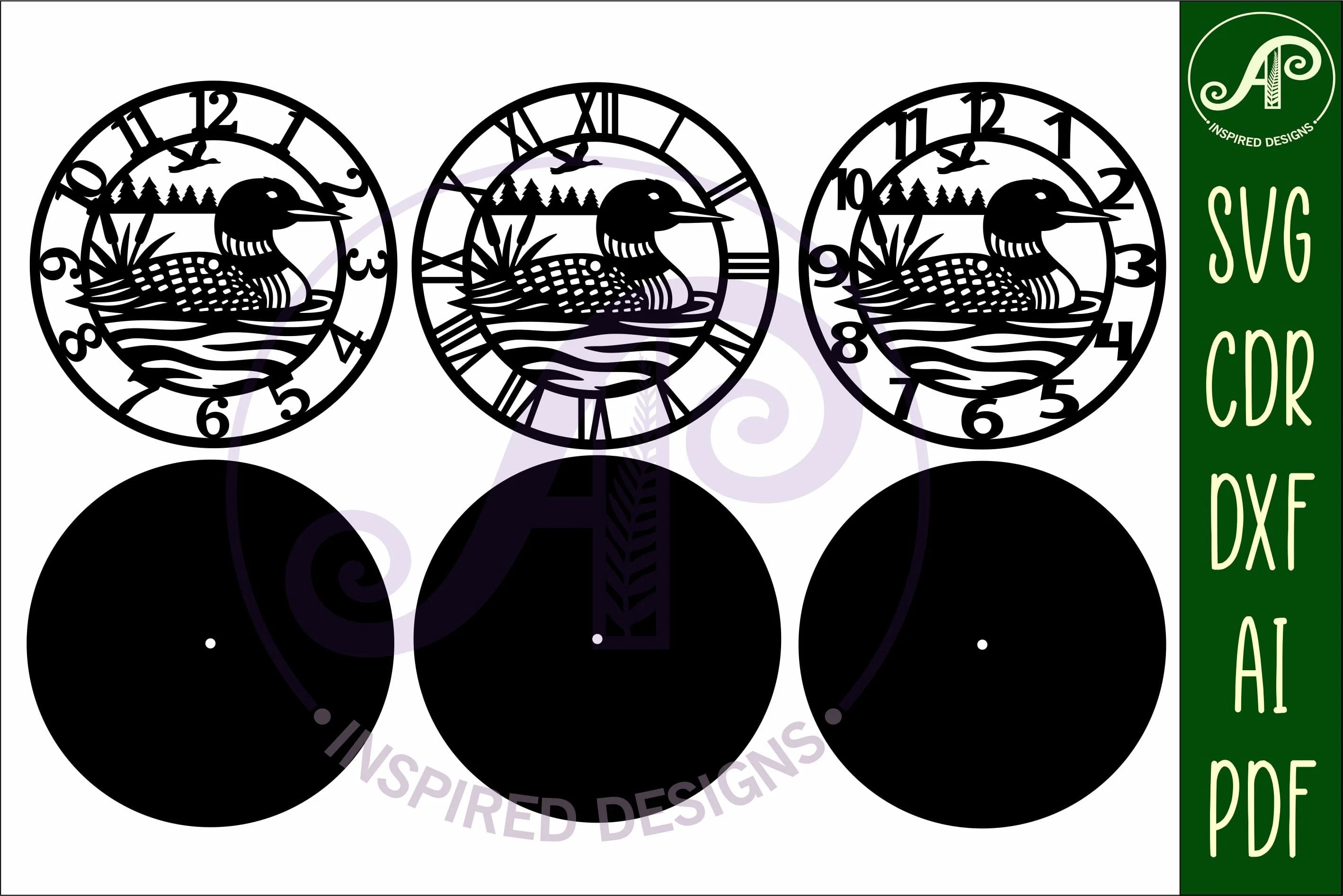 Loon duck clock wall clock laser cut files - Image 4