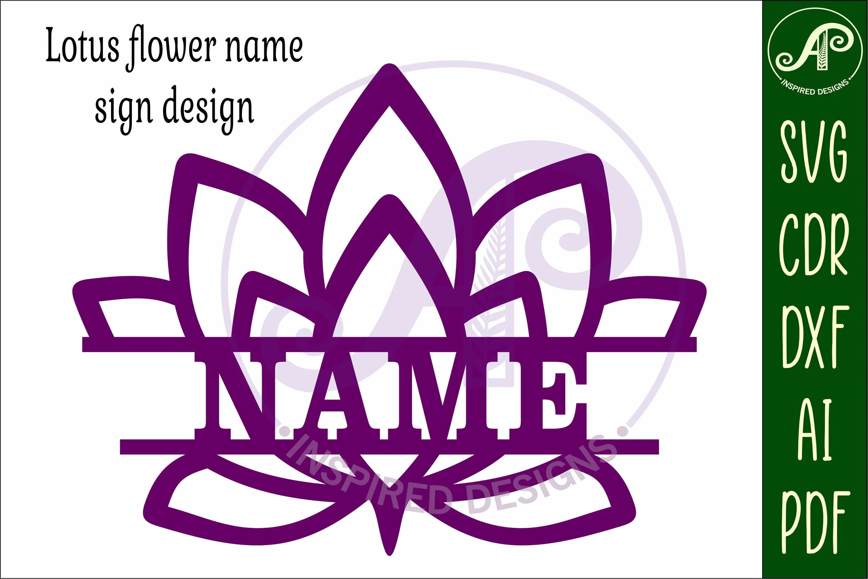 Lotus flower Name sign svg laser cut template - Image 5