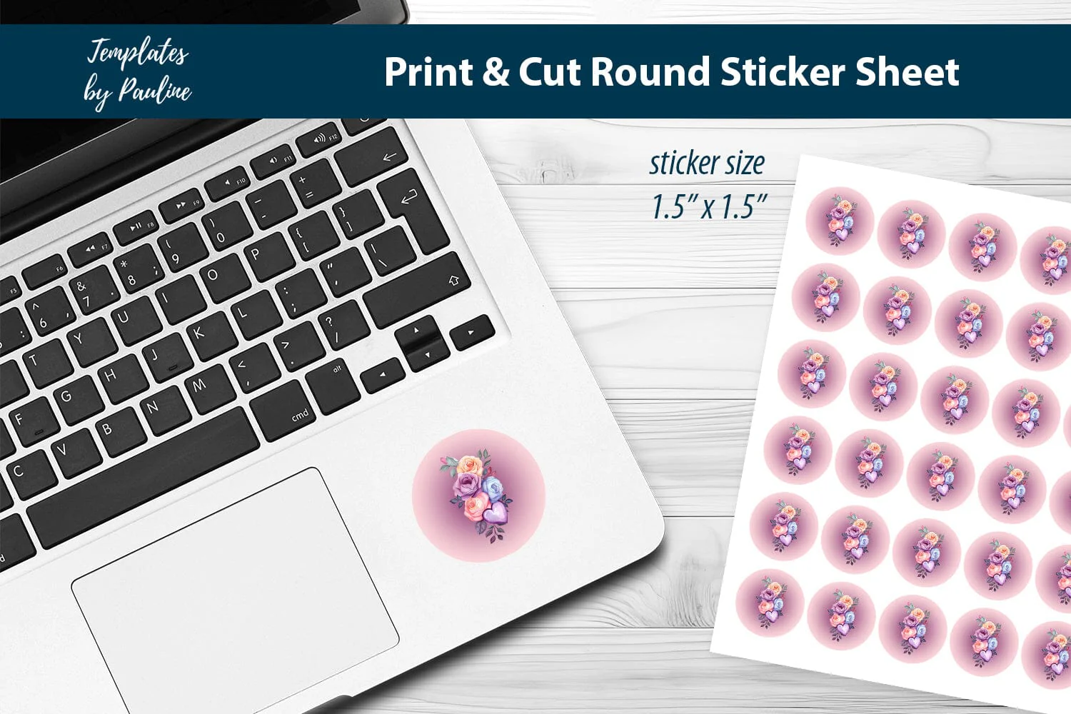 Love Peony Heart Round Sticker Sheet - Image 3