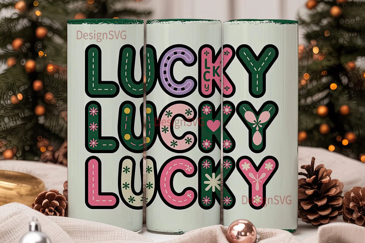 Lucky Clover Horseshoe 20oz Tumbler Wrap - Image 2