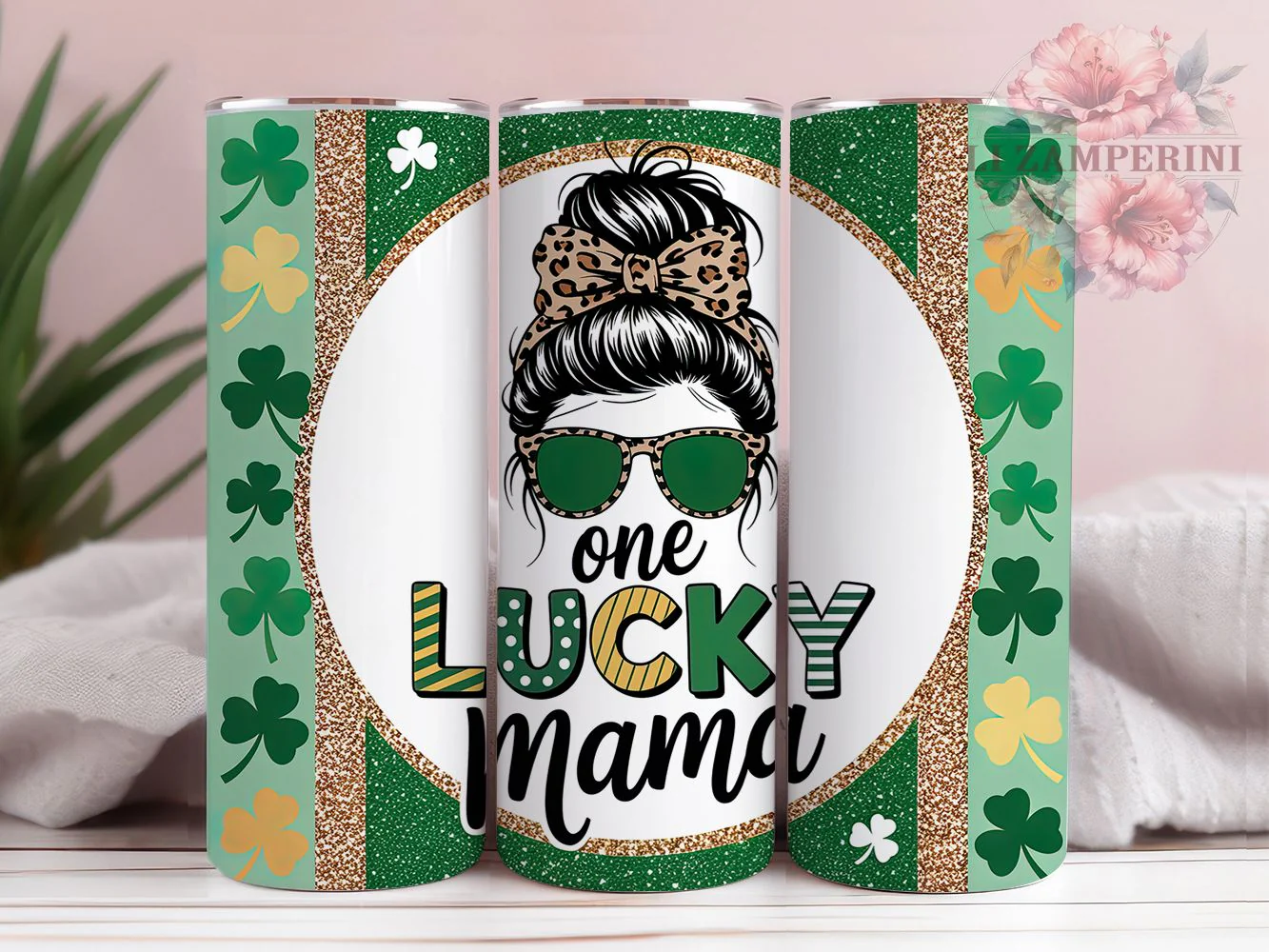Lucky Clover Mama Tumbler, Shamrock Clover Tumbler, Stylish 20oz Wrap, Sublimation Design, Trendy Gift Idea, Irish Clover Wrap, St. Patrick’s Lucky Tumbler