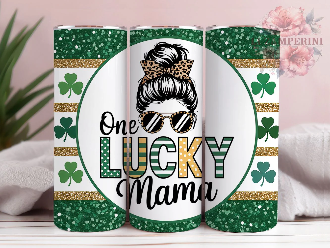 Lucky Clover Mama Tumbler, Shamrock Clover Tumbler, Stylish 20oz Wrap, Sublimation Design, Trendy Gift Idea, Irish Clover Wrap, St. Patrick’s Lucky Tumbler