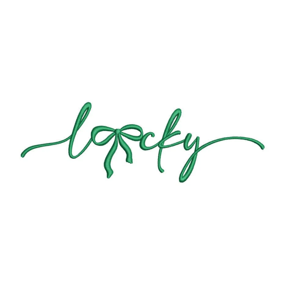 Lucky Machine Embroidery Design  St. Patricks Day Embroidery Coquette Bow Digital File 6 sizes Instant Download
