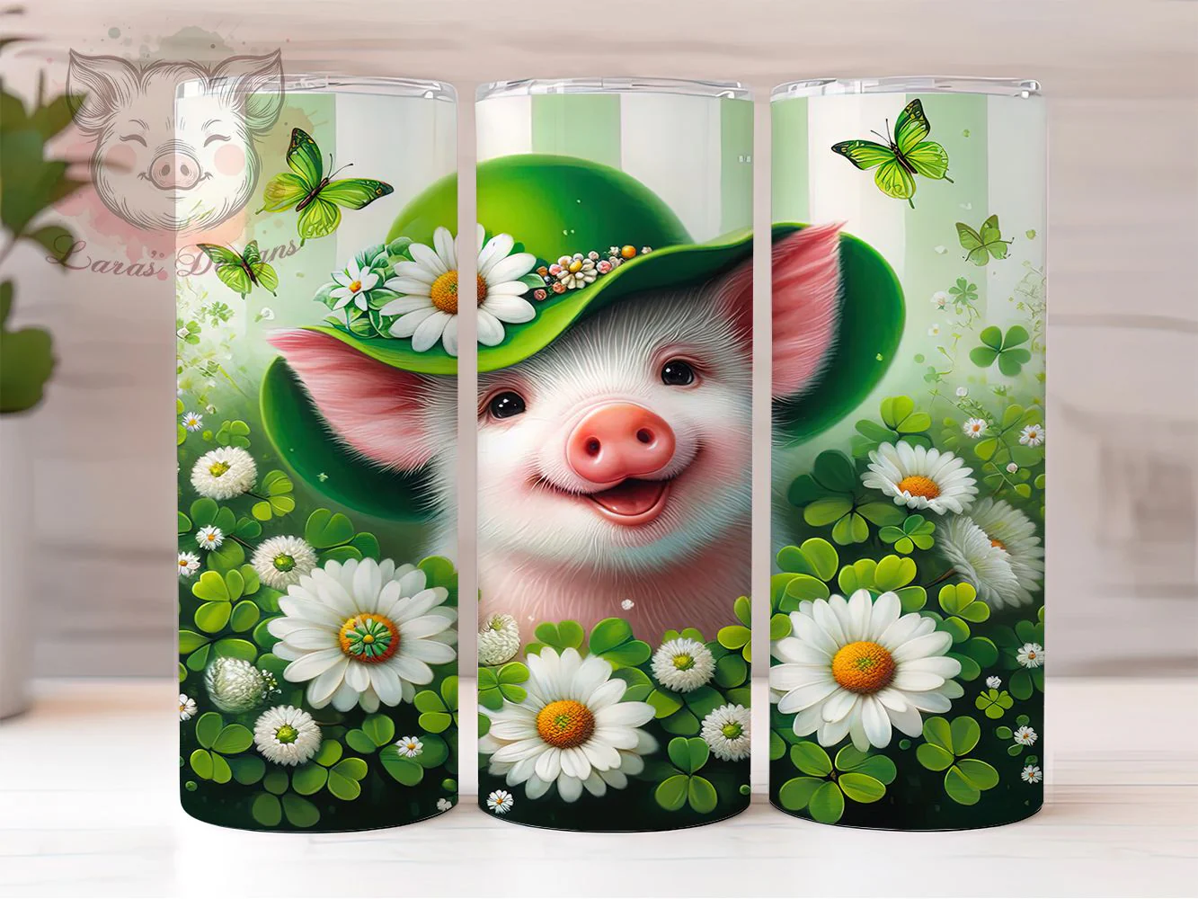 Lucky Shamrock Pig Tumbler, St. Patrick’s Tumbler, Stylish 20oz Wrap, Sublimation Design, Trendy Gift Idea, Irish Pig Wrap, Lucky Shamrock Tumbler