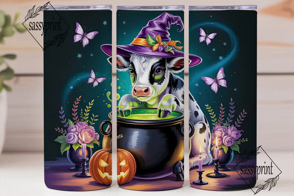 Magic Cow Halloween 20oz Tumbler Wrap - Image 2