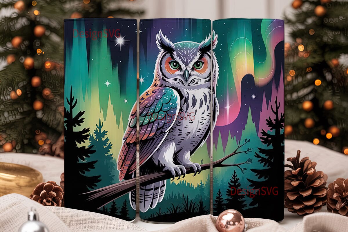 Magical Aurora Owl 20oz Tumbler Wrap - Image 2