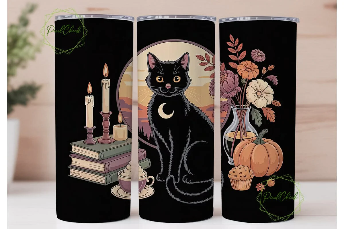 Magical Autumn Cat 20oz Tumbler Wrap - Image 2
