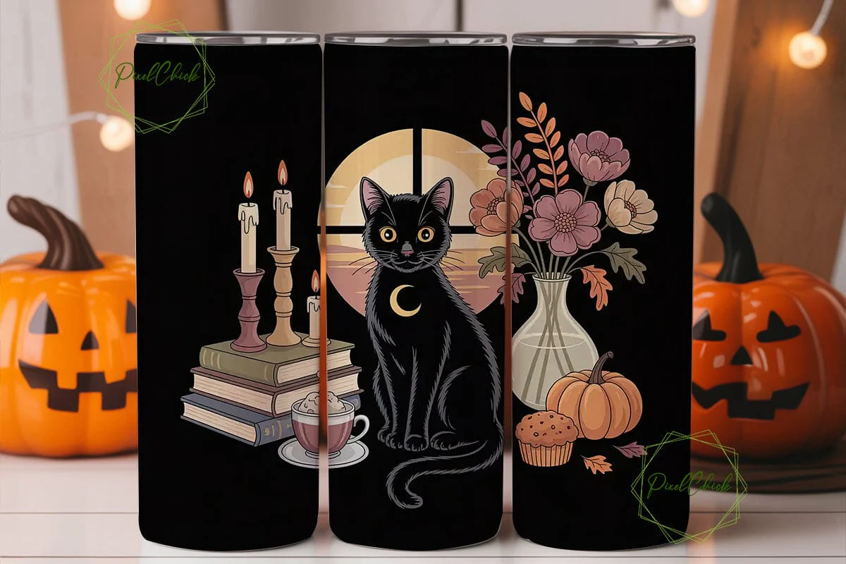 Magical Autumn Cat 20oz Tumbler Wrap - Image 3