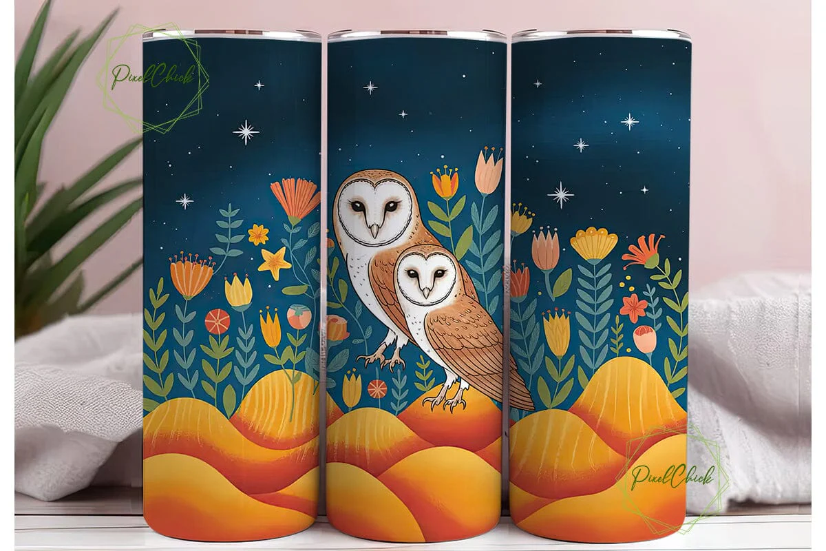 Magical Barn Owl 20oz Tumbler Wrap - Image 3